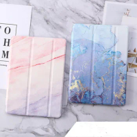 For iPad 10.2 inch ipad Case Marble Ultra Thin PU Leather&amp;TPU Soft Back Smart Cover for Apple ipad 7 7th Tri-fold tablet case