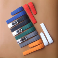 High-quality Rubber watchband Bracelet for omega seiko rolex tudor watch band curved end strap Special buckle deployments clasps