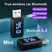 Wireless Car Bluetooth 5.3 FM02 Transmitter Receiver Handsfree Call Mini USB Audio Adapter Digital Display Fm Radio For Car