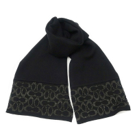 COACH  亮蔥CLogo 長型羊毛圍巾(黑色)