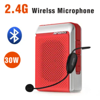 2.4G 30W Teacher Professional Loudspeaker Wired/Wireless Microphone Bluetooth Speaker Tour Guide FM Radio Megaphone