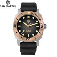 San Martin 42mm Titanium Diver Watch Men NH35 Automatic Mechanical Watches Bronze Bezel Sapphire Luminous Waterproof Wristwatch