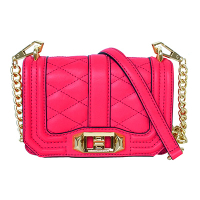 REBECCA MINKOFF MINI LOVE CROSSBODY桃紅菱格紋肩/斜背包 (展示品)