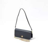 Coach Tas COACH DINKY GHW LEATHER BLACK SHOULDER BAG WITH CHAIN 100% ORIGINAL