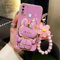 Sarung Telefon, Sarung Infinix Itel A48 A49 A58, Bahan TPU, Pendirian Stereo Arnab 3D, Ultra Nipis,