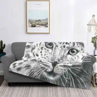 Mick Soft Warm Throw Blanket Leopard Panther Hand Illustration Feline