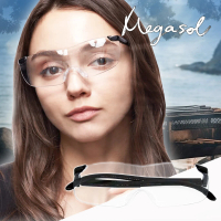 MEGASOL 外掛式放大全焦點老花眼鏡無度數也適用精細工作眼鏡(無框加大視野多焦點老花眼鏡-MF002)
