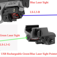 Aplus USB Rechargeable Tactical Mini Green/Blue Laser Sight Pointer L3 Subcompact Laser Picatinny Rail Mount