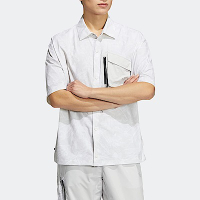 Adidas Original Im Shirt HS9472 男 襯衫 短袖 拉鍊口袋 樹葉 拓印 亞洲版 灰