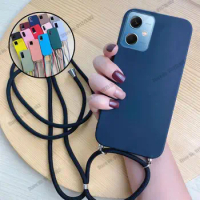 Necklace Crossbody Strap Cord Lanyard Phone Case for POCO X5 Pro F5 F4 GT F3 X3 M5 M4 Pro 4g 5g X3 nfc Matte Silicone Cover Case