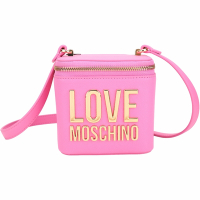 LOVE MOSCHINO 迷你款 金屬字母LOGO皮革肩背/斜背化妝包(粉色)