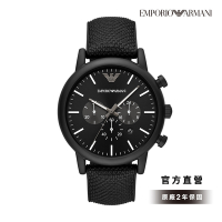 Emporio Armani Luigi 都會菁英三眼時尚手錶 黑色矽膠錶帶 46MM AR11450