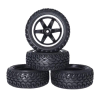 4PCS 1:10 RC Rally Tires Rubber Tyres 75mm With Wheel Rims for 1/10 1/16 RC Car Tamiya HSP HPI Traxxas TRX4 4WD RC On Road Car