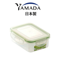 日本製【YAMADA】綠邊扣環式保鮮盒 340ml