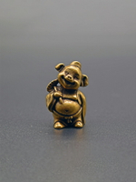 純黃銅風水袖珍小銅豬八戒擺件天蓬元帥復古微雕鑰匙扣茶寵手把件