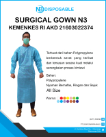SURGICA GOWN N3 GOWN MEDIS DISPOSIBLE N3 BAJU MEDIS