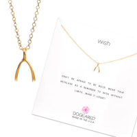 【Dogeared】許願骨 金色項鍊 Wishbone Necklace 18吋(祈願項鍊)