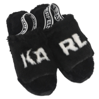 Karl Lagerfeld 經典品牌字母LOGO露趾拖鞋(黑底/KL40200)