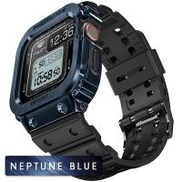 AmBand Apple Watch 專用保護殼-海軍藍軍規級鋼殼 X TPU 錶帶-44mm