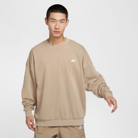 NIKE 長袖上衣 男款 大學T 運動 毛圈布 AS M NK CLUB FT OVERSIZED CREW 奶茶 HJ1820-247 (3S3974)