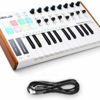 TUNAMINI 25 Keys USB MIDI Keyboard Controller 8 RGB Backlit DJ Pianos