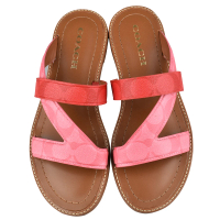 【COACH】Harlan經典PVC印花LOGO橡膠拖鞋(粉紅x紅)