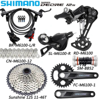 SHIMANO DEORE M6100 12V Complete kit 170/175MM 30/32T Crankset M6100 BR Disc Brake 51T Cassette Chain Bicycle Parts
