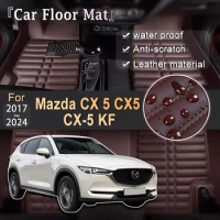 Car Leather Floor Mat For Mazda CX 5 CX5 CX-5 KF 2017~2024 Custom Foot Parts Pads Leather Panel Liner Carpet Interior Accessorie