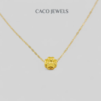CACO 999 Pure Gold Pendant Necklace \Golden Clover\" with 18K Gold Plated Chain (1 Piece)"