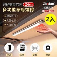 【Glolux 北美品牌】買一送一 多功能USB磁吸式LED智能感應燈 24公分(白光)[限時下殺]