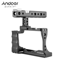 Andoer Camera Cage for Canon EOS M50 DSLR Camera + Top Handle Kit Aluminum Alloy with Cold Shoe Mount