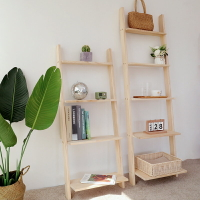 北歐ins客廳實木梯形置物架靠墻室內小型儲物書架落地階梯式花架