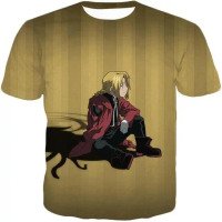 Kemeja-t anime untuk lelaki dan wanita, baju lengan pendek Fullmetal Alchemist, 3dPrint, TeesMen / W