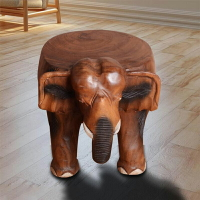 泰國招財穿鞋凳 創意原木矮凳實木小凳子大象換鞋凳小圓凳木墩子1入