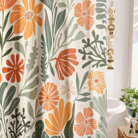 Floral Shower Curtain, Cute and Colorful, Aesthetic and Fashionable, Bathroom Decoration, Modern Abs