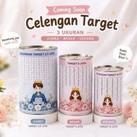 Celengan Target Menabung Anak 1JT–50JT Celengan Kaleng Buka Tutup & Permanen Jumbo Besar Mini Custom