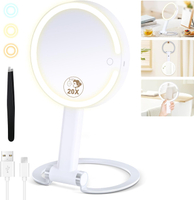 Magnifying Mirror with Light 20X/1X Lighted Makeup Mirror with Magnification Make Up Mirrors Stand U