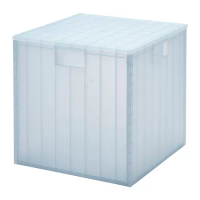 PANSARTAX 附蓋收納盒, 透明 灰藍色, 33x33x33 公分