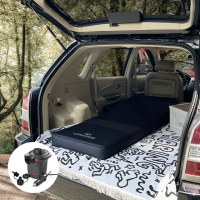 【LIFECODE】《3D TPU》單人車中床/異形充氣睡墊-酷黑+INTEX車用幫浦