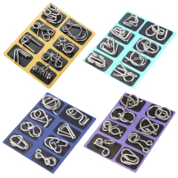 Metal Wire Puzzle Set of 8 with Pouch,Brain Teaser IQ Test Disentanglemen Iron Link Unlock Interlock