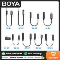 BOYA BY-K1-K9 3.5mm TRS to Lightning/Typec iPhone Android Phone Audio for Microphone Adapter Cable Accessories 0.06m Data Line