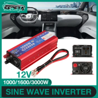 New Pure Sine Wave Inverter 1000W 1600W 3000W Power 12V To AC 220V Voltage Converter (Universal Sockets)