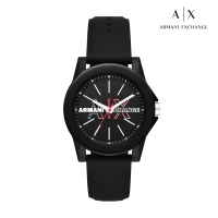【A|X Armani Exchange 官方直營】Lady Banks 潮流運動霓彩LOGO簡約手錶 黑色矽膠錶帶 40MM AX4374