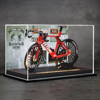 全城熱賣 - 公路騎行自行車合金模型單車車模收藏擺件創意手辦送朋友騎友禮物紅色-1:8公路自行車+燈光背景盒B款