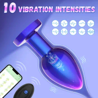 10 Vibrator for Women APP Remote Control Anal Plug Metallic Butt Plug Men's Prostate Massager Adult Sex Toys for Man Massager 18