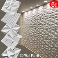 6pcs 30cm Decorative 3D Wall Panel Diamond Design Non self-adhesive plastic tile 3D wall sticker living room Bathroom wall paper