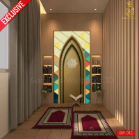 Exclusive!!! Stiker Dinding Dekorasi Musholla, Wallpaper Custom Mihrab Mushola Dalam Rumah - Bahan P