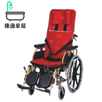 【康逸家居】康復醫療 躺式20-22吋可拆手腳可背折輪椅B附加功能AB款(#鋁合金#可調高度#手動剎車)