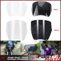 Motorcycle Headlight Windscreen Front Outer Fairing 9'' Windshield For Harley Dyna Softail Sportster Fat Bob Street Glide FXDX