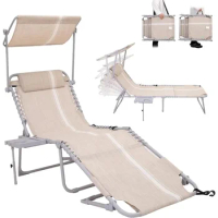 Outdoor Chaise Lounge Chair, Chaises Lounge Chairs with Canopy Shade, Outdoor Chaise Lounge Chair